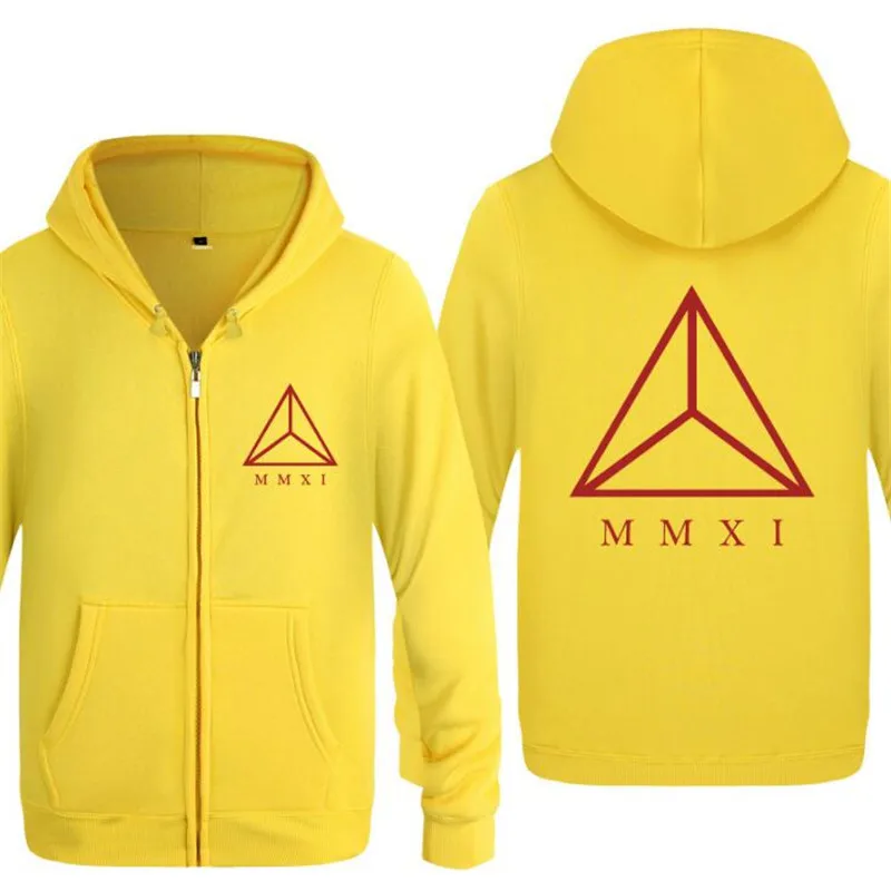 Мужская толстовка с капюшоном с принтом треугольника MMXI SWAG на молнии, мужская флисовая куртка в стиле хип-хоп, Мужская хлопчатобумажная спортивная фуфайка moleton masculino - Цвет: yellow hoodie 10