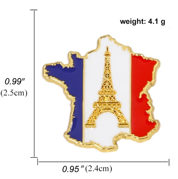 France National Flag Enamel Pins GR Paris Eiffel Tower La Tour Eiffel  Souvenir Badge Brooch Bag