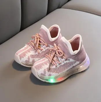 

Children Sport Shoes Spring Luminous Breathable Kids Boys Net Shoes Girls Anti-Slippery Sneakers With Light Running Shoes