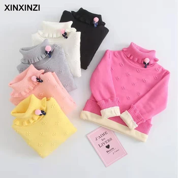 

XINXINZI New Baby Toddler Children's Clothes Princess Girls Pullover Sweater Long Sleeve Bow Ruffles Kids Knitted Sweaters Tops