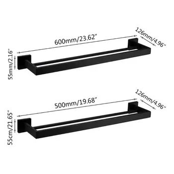 

Bathroom Double Towel Bar Wall Mount,SUS 304 Stainless Steel Matte Black NEW