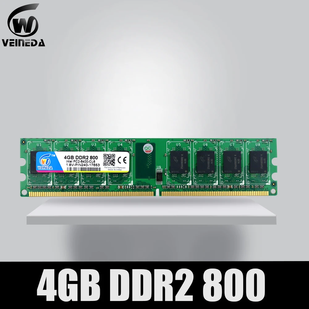 VEINEDA DDR2 16 Гб 4x4 Гб ddr 2 800 МГц PC2-6400 память оперативная память Suporrt ddr2 16 Гб оперативная память для настольных ПК Совместимость Intel и AMD Mobo