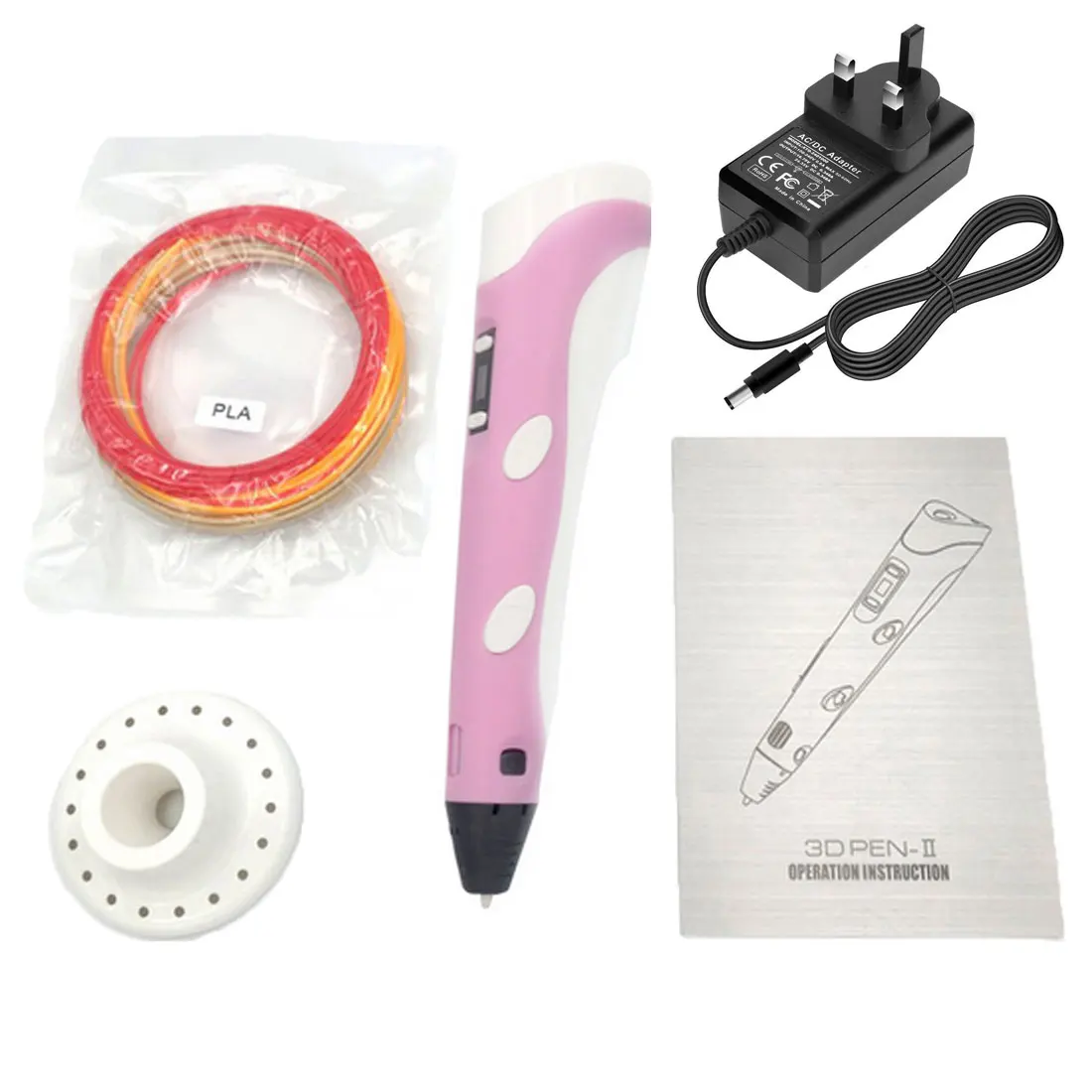 PINK UKplug 3D печать ручка пластиковая DIY трехмерная картина игрушка 3D Ручка детский дизайн рисунок креативная игрушка подарок - Цвет: PINK UKplug