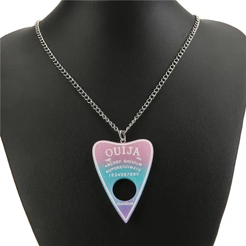 pink blue purple 1 шт Женское Ожерелье Многоцветная Смола Ouija PlatePendant для детей подарок на день рождения женские ювелирные изделия - Окраска металла: pink blue purple