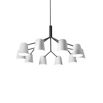 

Nordic 220V LED Chandelier With Iron Lampshade For Living Room Modern White Lustres Foyer Creative Chandelier Lighting