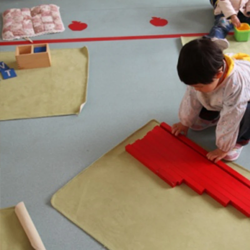 Монтессори Деревянные красные длинные палочки математический стержень игрушки для детей развивающие Раннее Обучение