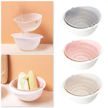 

1pc Kitchen Drain Basket Bowl Double Sink Basket Strainer Basket Fruit Kitchen Drain Rotating Vegetable Basket Washing Doub P7M6