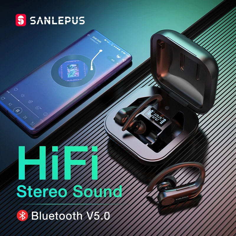 SANLEPUS Bluetooth наушники TWS 5 0 Led Дисплей беспроводные стерео для Xiaomi в ухо телефон