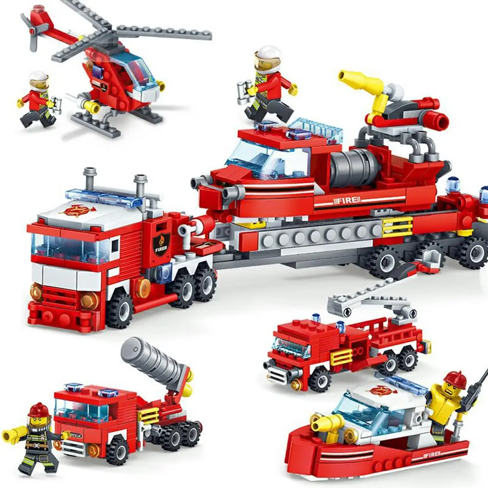 

348 4-in-1 Fire Building Blocks, Fully Compatible With City Firefighter Children's Building Blocks