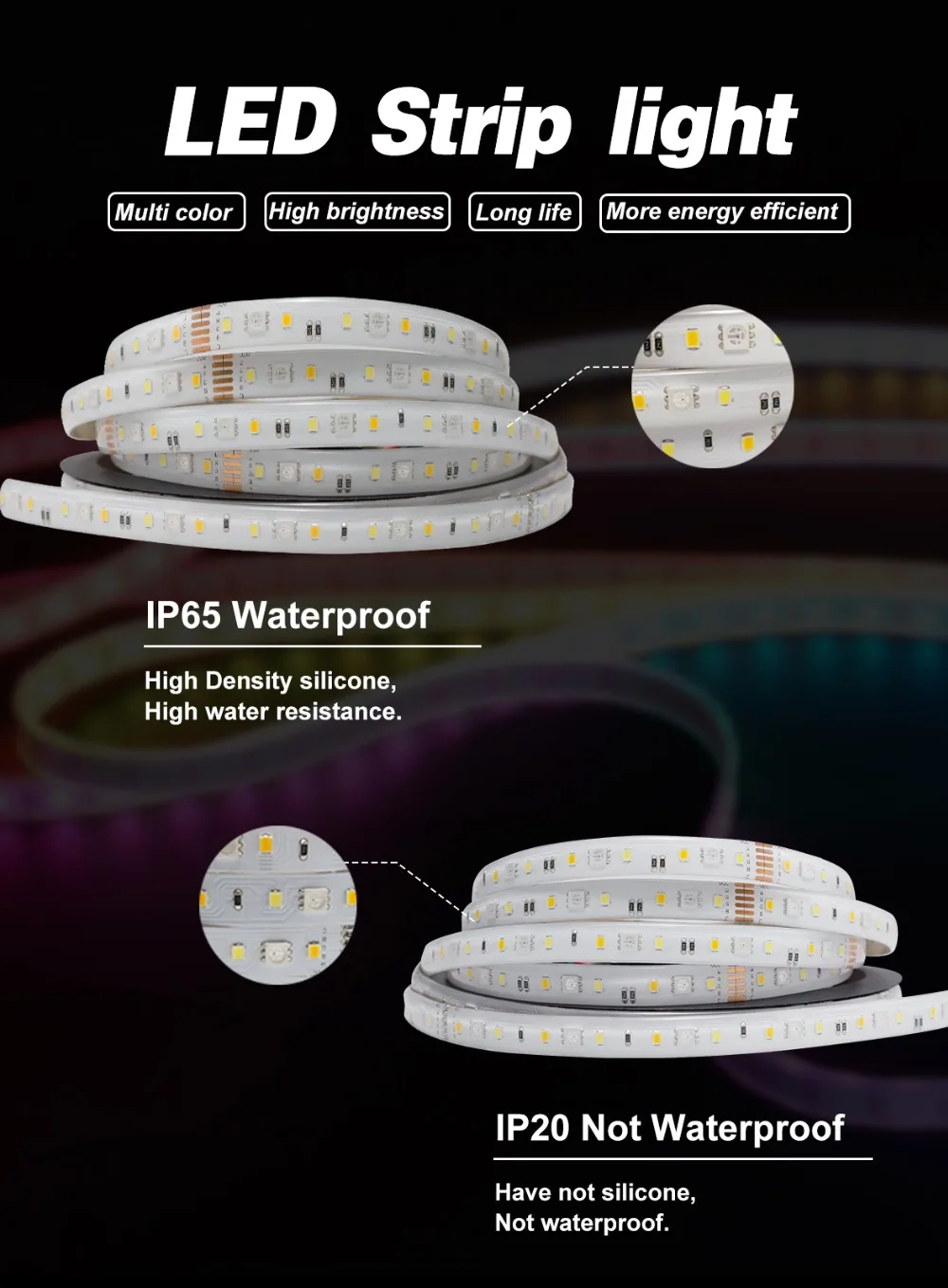 RGB+ CCT светодиодный свет rgb ww/cw DC12-24V 5 метров ip65 водонепроницаемый IP20 не водонепроницаемый rgb свет SMD 5050 SMD 2835