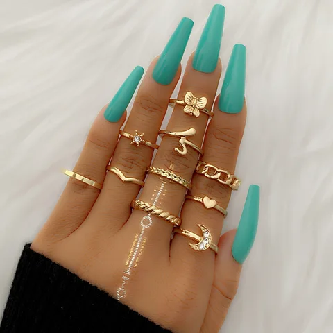 Bohemian Matching Rings for Women Anillos Jewelry Sets Gold Bague Femme Christmas Ring Set Ringen Fashion Teen Girls