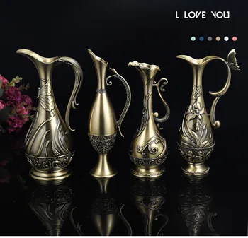 

Metal European retro bronze vase high-end home living room flower arrangement creative vase exquisite ornaments crafts
