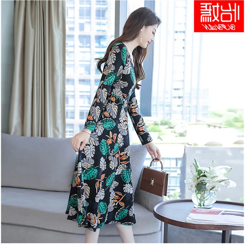 

2019 Europe And America Women's Dress Flounced Medium-length Dress