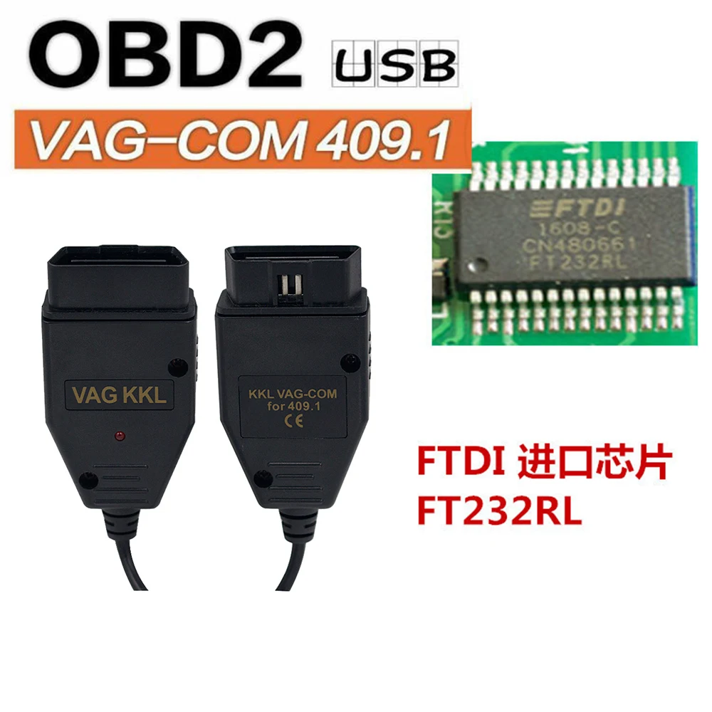 OBD2 USB VAG-COM kkl 409 1 Авто диагностический сканер кабель с FTDI Диагностический