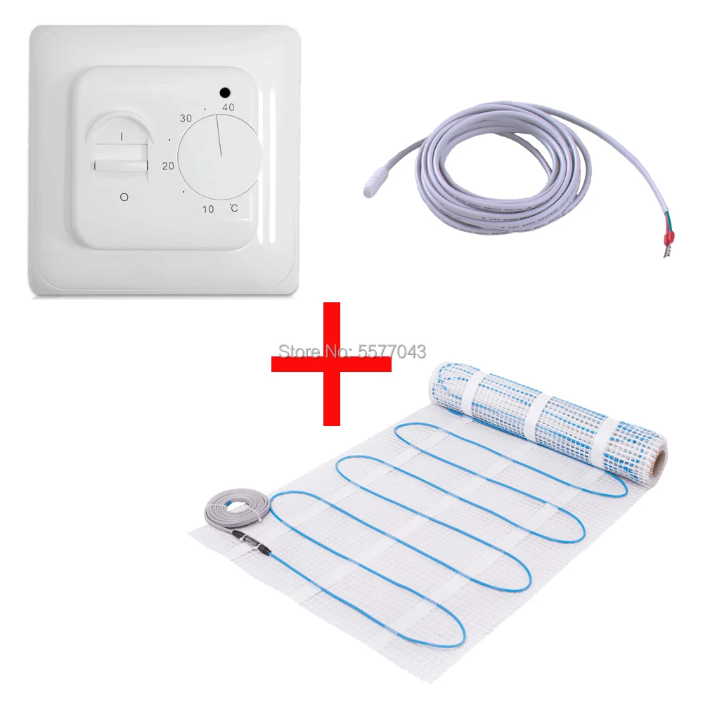 3M2 150W/M2 Floor Heating Mat 0.5mX6m For Bath Room 220V 450W With Choice Thermostat