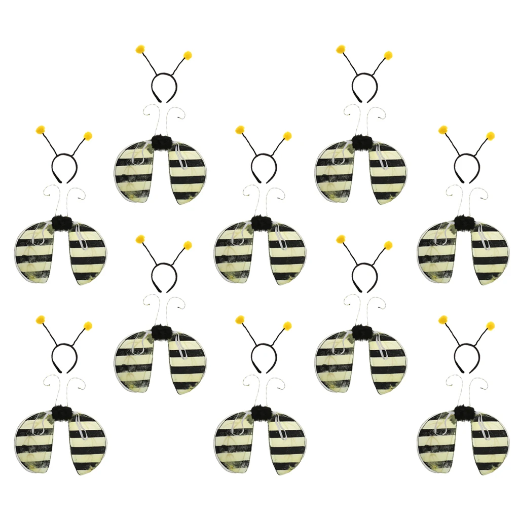 20x Girls Bumble Bee Fairy Wings Honeybee Antenna Headband Costume Accessory