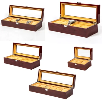 

Watch Organizer with 6 Slots Watch Box Velvet Pillow Watches Storage Case with Lock Fathers Mothers Birthday Presents