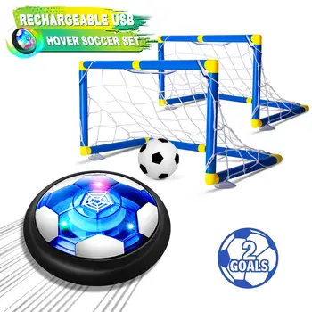 

Hover Soccer Ball Set with 2 Goals, Air Soccer with LED Light, USB Rechargeable Floating Soccer Ball with Foam Bumper for Indoor