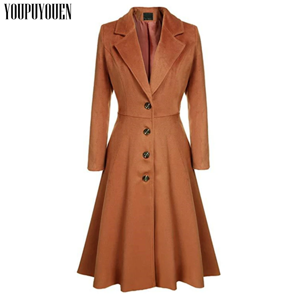 

Fall Womans Long Coats Winter Warm Wool Coat Large Size Women's Jacket Ladies 2019 Autumn Elegant Brown Vintage Korean Jacket