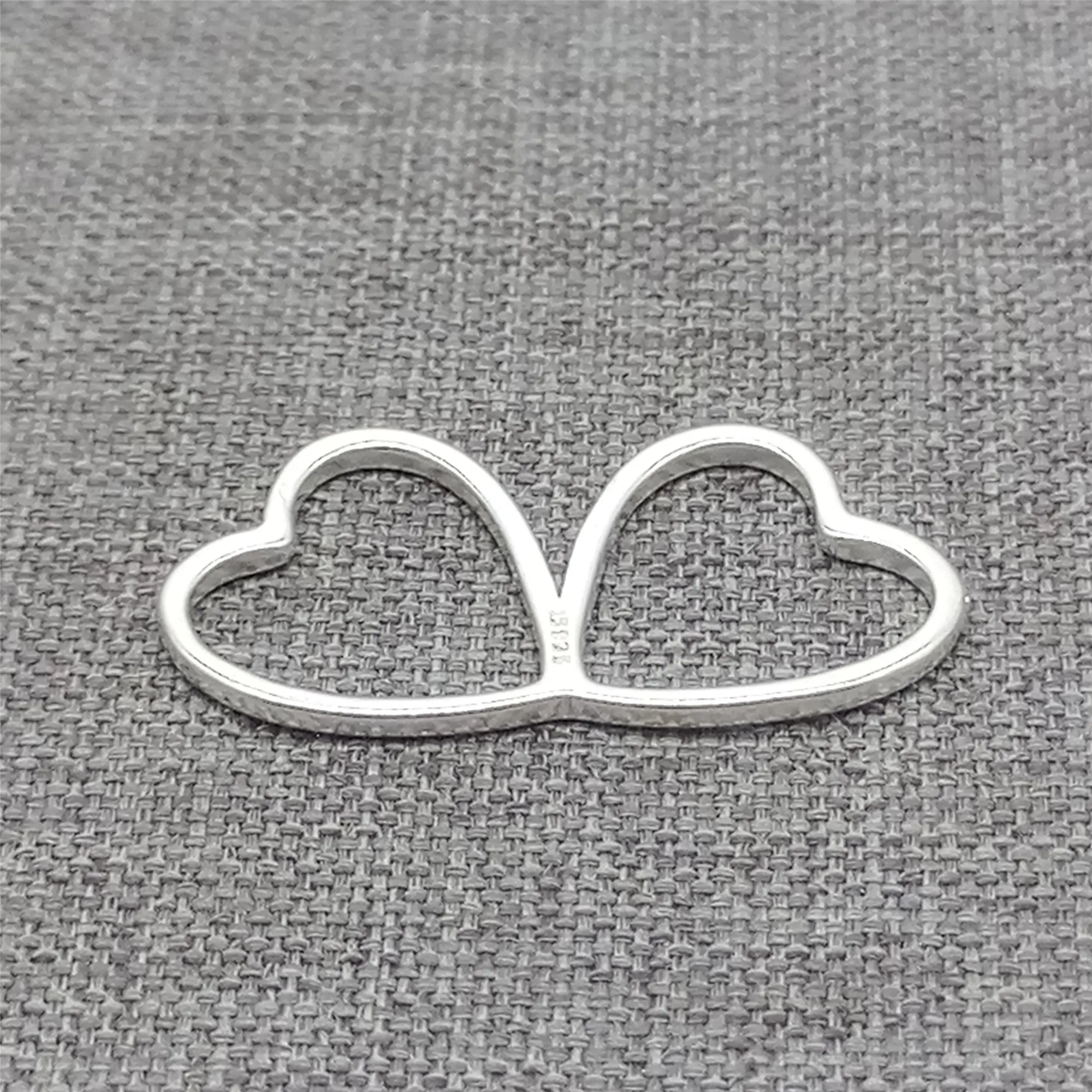 

4pcs of 925 Sterling Silver Double Love Heart Connector Charms for Necklace Bracelet