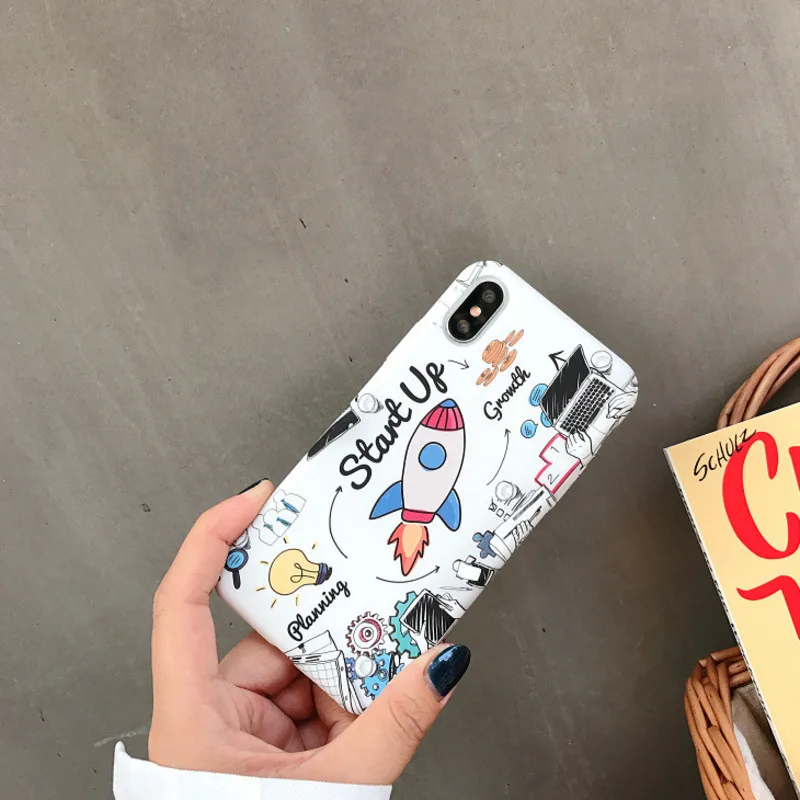 Мультфильм ручной росписью ракета чехол для телефона iPhone11 XXS XR XSMax 8 7 6s PluS все