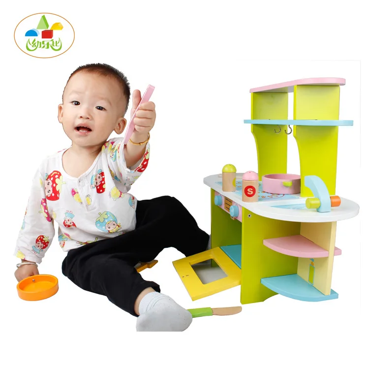 

Wooden Toy Kitchen Colorful Stove Children Play House Model Kitchenware Packaged Combination ENLIGHTEN Educational Toy