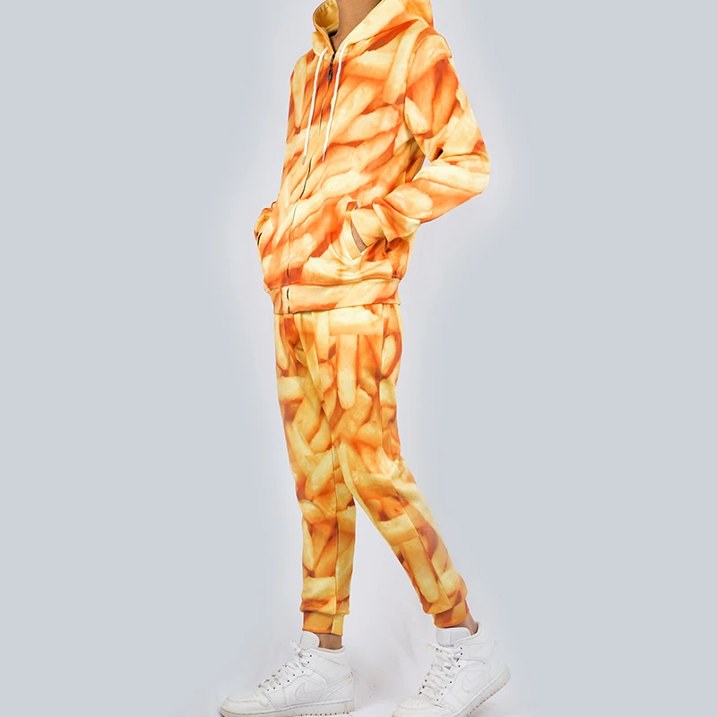 UJWI Men/Women Chips Casual Tracksuit French fries Streetwear Sweatshirt And Pants 3d Yellow Zip Hoodie Pullovers Couple suit UJWI Men/Women Chips Casual Tracksuit French fries Streetwear Sweatshirt And Pants 3d Yellow Zip Hoodie Pullovers Couple suit