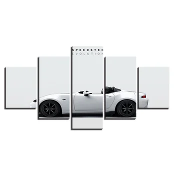 

Wall Art 5 Pieces White Very Cool Sports Car Modern Printed Pictures Poster Modular Canvas Paintings Decor Living Room Framework