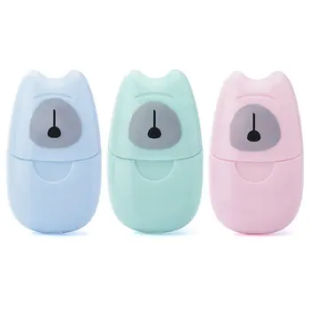 

50pcs Mini Travel Soap Paper Disposable Hand Washing Scented Slice with Box 40JD