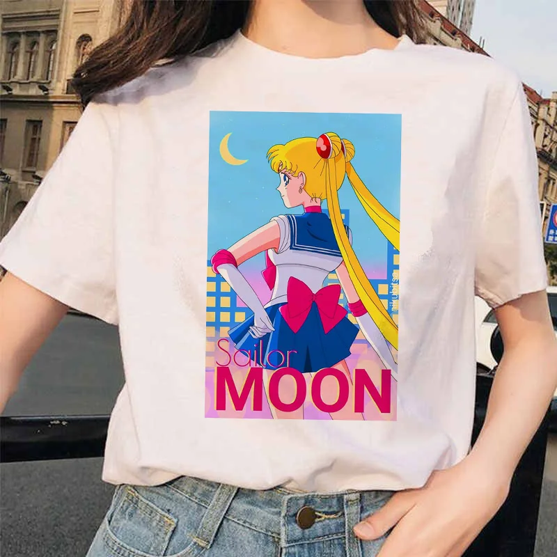 Sailor Moon 90s забавная футболка кофта с капюшоном футболка Эстетическая кошка аниме Женская Милая футболка Kawaii тройники мода Ullzang - Цвет: 4646