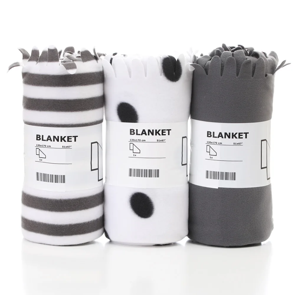 

Plain Double-sided Fleece Blanket 130X170cm Travel Air Blanket Stripe Dot Black White Baby Blanket Kids Bedding Set
