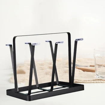 

6 Cups Wine Glasses Bottle Kitchen Countertop Storage Holder Mug Stand Home Organizer Shelf Hanging Drying Rack For Cabinet