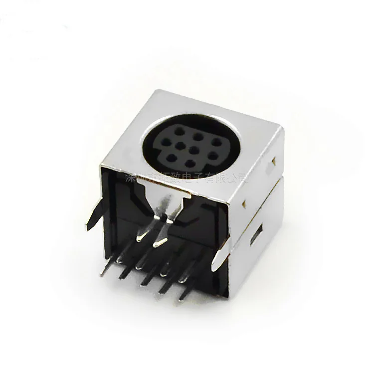 

100pcs PCB Mount 9 Pin Female S Jack Video Mini Din Sockets Connector shield Right Angle DIP Mini Circular DIN Receptacle Socket
