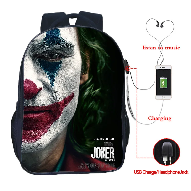 16 дюймов Высокое качество Joker USB зарядка школьные сумки студенческий школьный