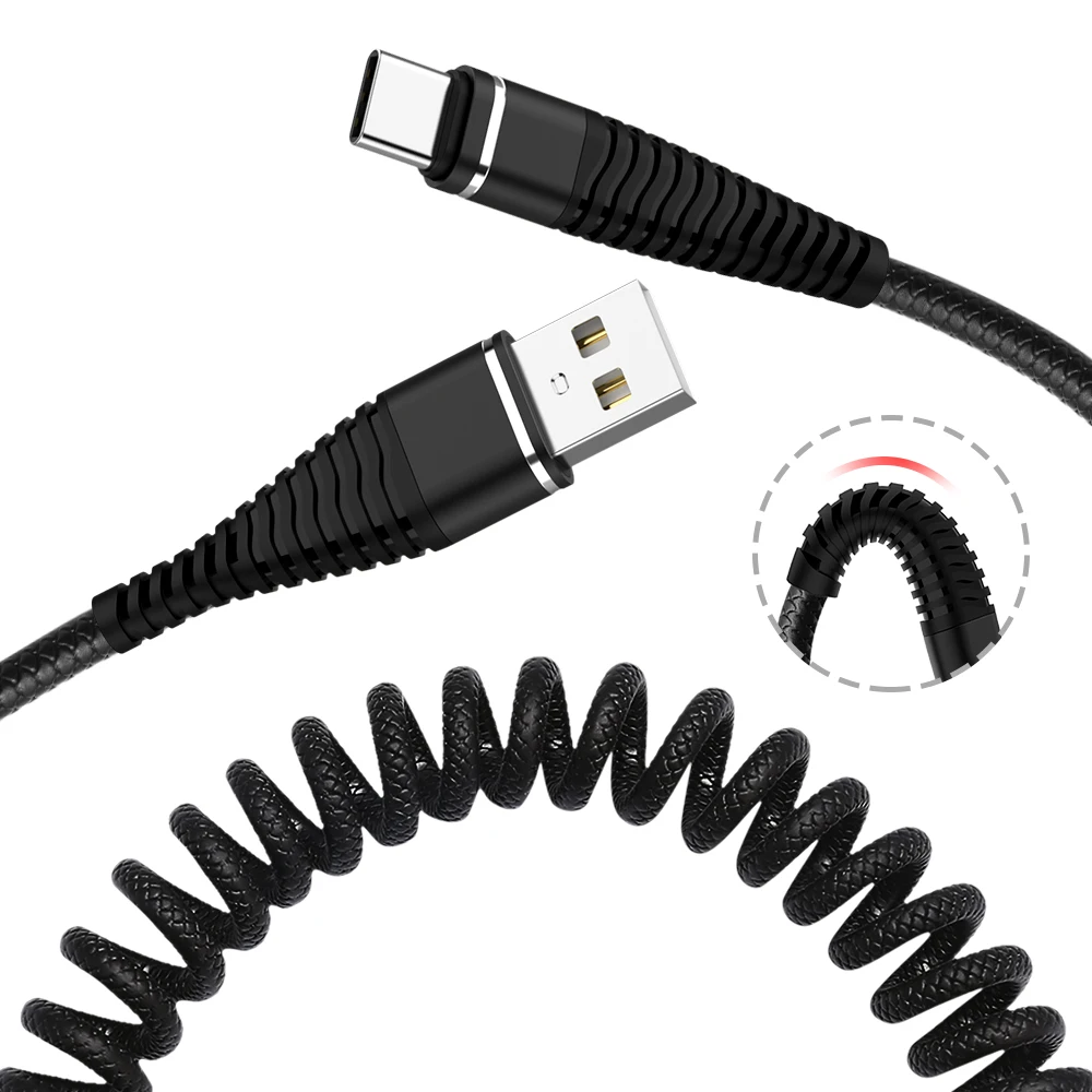 Пружинный кабель Micro USB Type C быстрое зарядное устройство для Samsung S8 S9 S7 Edge