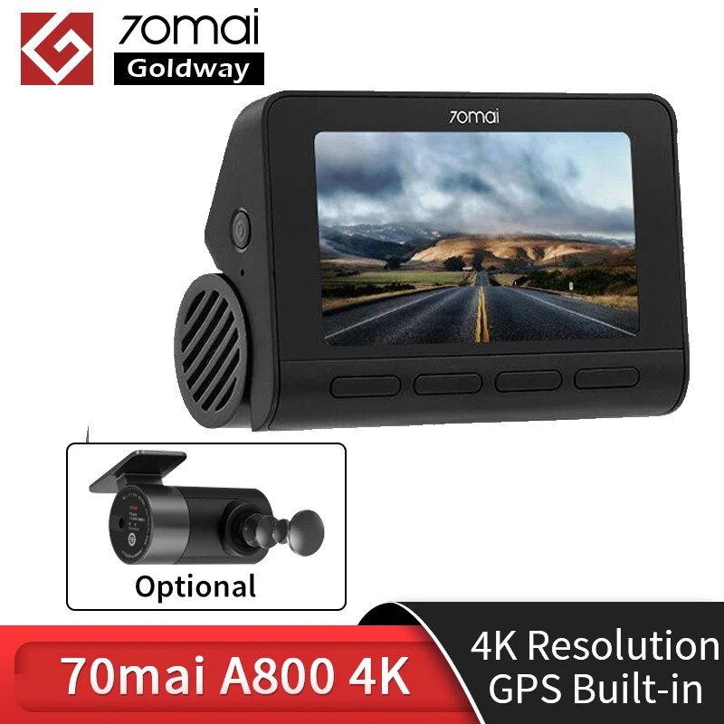  500₽ Kод : ITOGI500 70mai Smart Dash Cam 4K A800 Встроенный GPS ADAS настоящий Камера UHD Кино качество