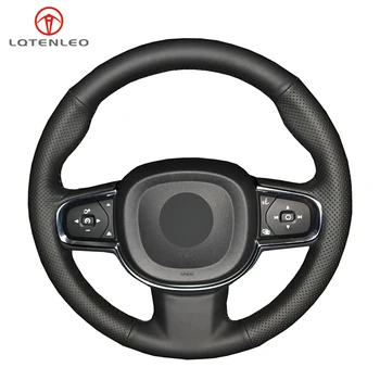 

LQTENLEO Black Artificial Leather Hand-stitched Car Steering Wheel Cover For Volvo S90 V90 XC90 2015-2019 XC60 S60 V60 2018 2019