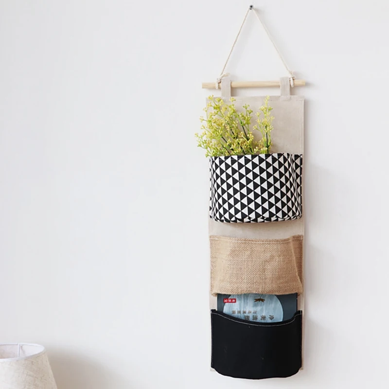 Настенный подвесной органайзер сумка для хранения игрушек Декор Карманный мешочек ткань контейнер для мелочей экономит место зеленый для хранения домашних запасов HF