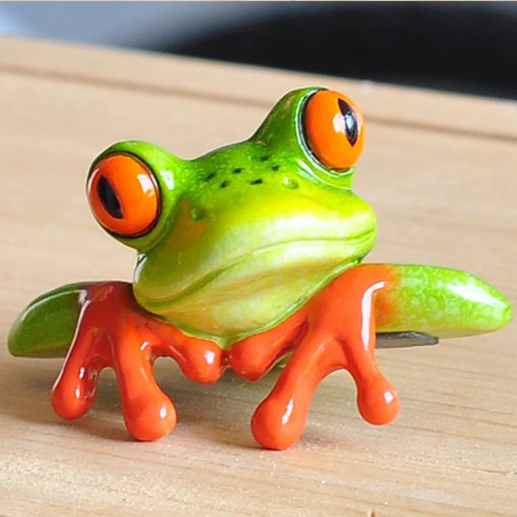 3D Resin Frogs Figurine Cute Animal Resin Miniatures Craft Home Fairy Garden Ornament Decor Gifts