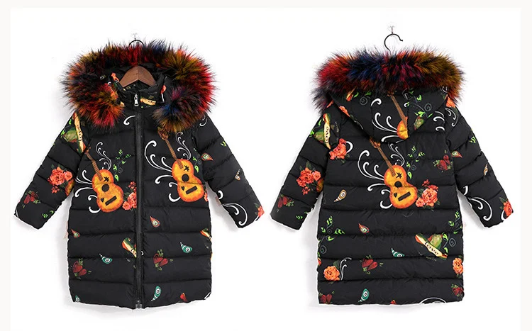 Г. Зимние новые хлопковые куртки для девочек детское модное пальто с буквами и меховым воротником для девочек, утепленная теплая куртка с капюшоном детская одежда