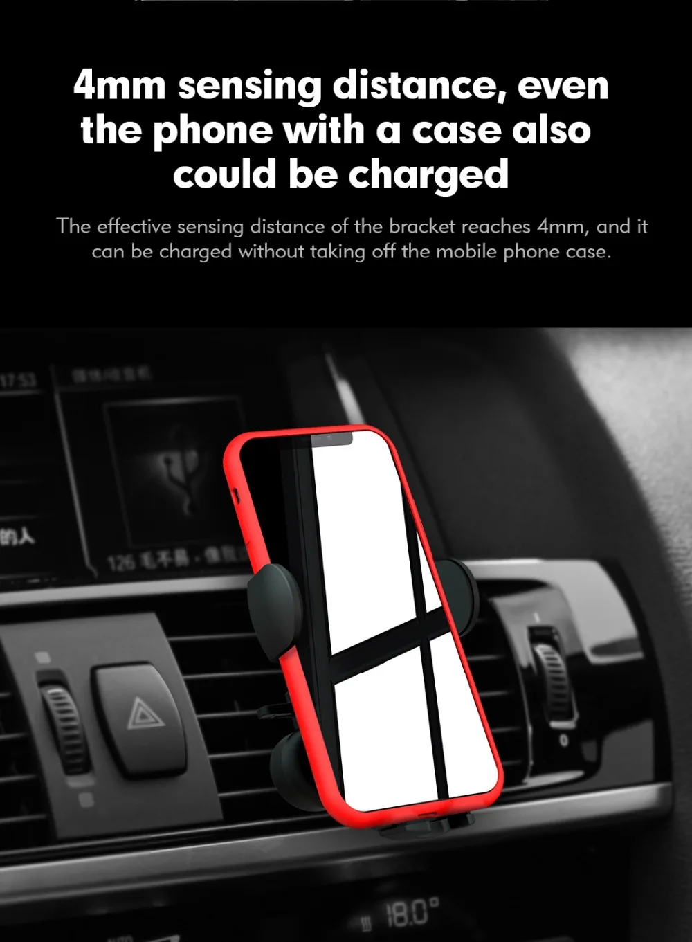 15 Вт Быстрое Qi автомобильное беспроводное зарядное устройство для iPhone X Xiaomi samsung 9 крошечное автоматическое зажимное Беспроводное зарядное устройство Автомобильный держатель для телефона