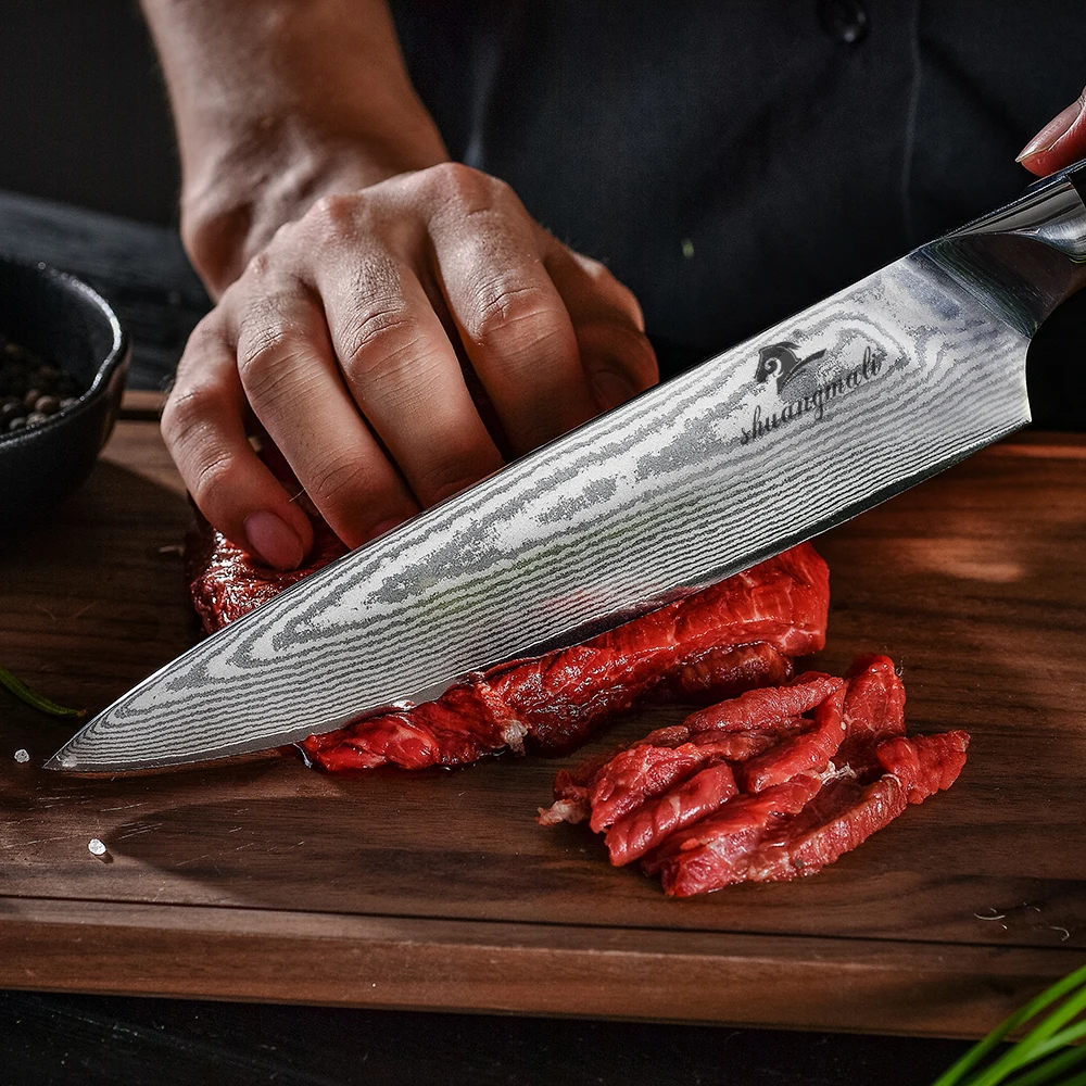 8 inch High Quality Chef Knifes VG10 Damascus Steel Knife Home Kitchen Vegetable Knives Cutter Meat Cleaver Cook Tool | Дом и сад