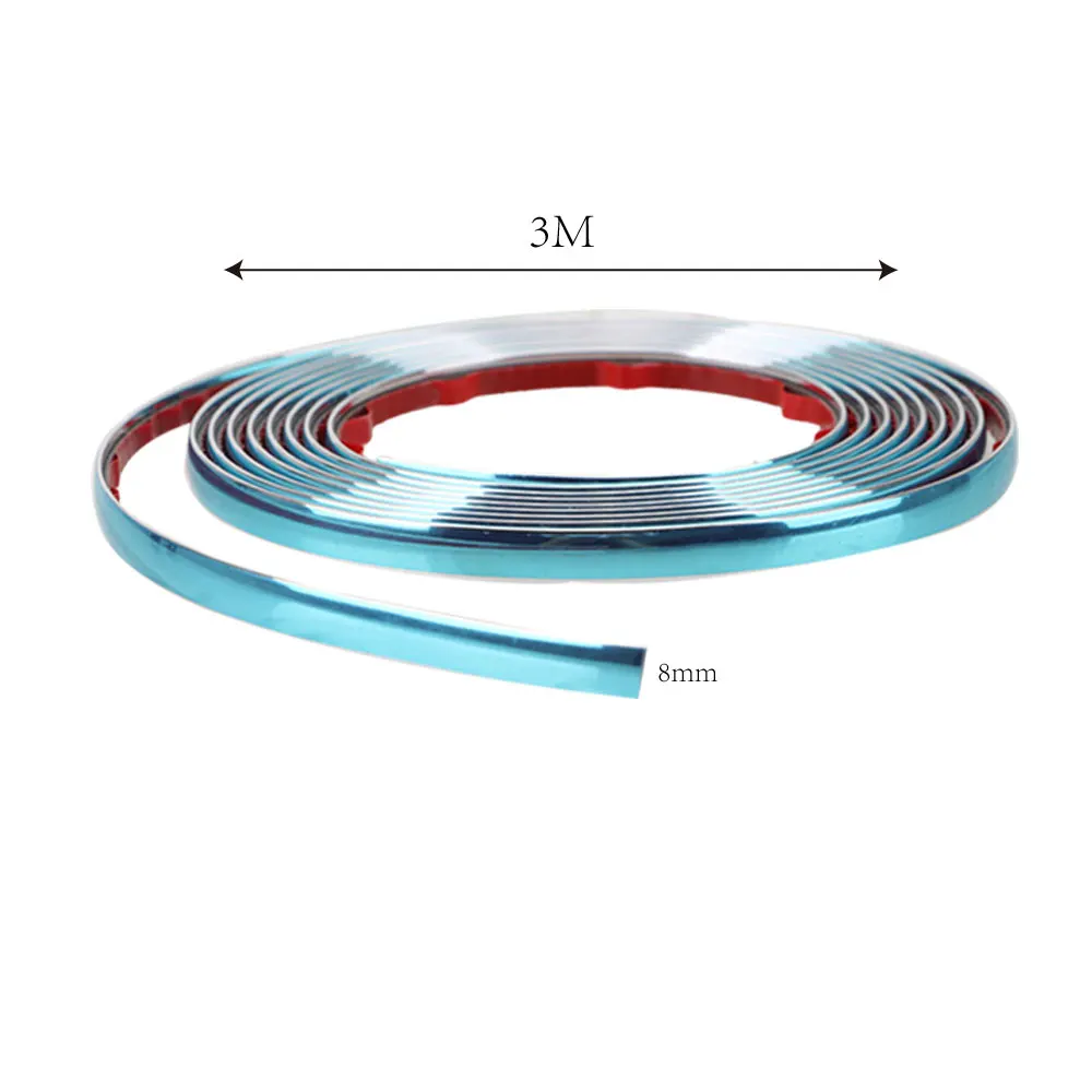 Самоклеящаяся Универсальная автомобильная-Стайлинг Серебряная Боковая дверь хромированная полоса Стайлинг молдинги автомобиля зеркало заднего вида бампер Защитная лента - Цвет: 8mm x 3m