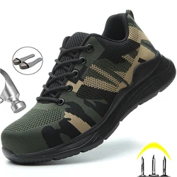 Chaussures de sécurité légères pour hommes, bottes de travail Camouflage, baskets de travail indestructibles 