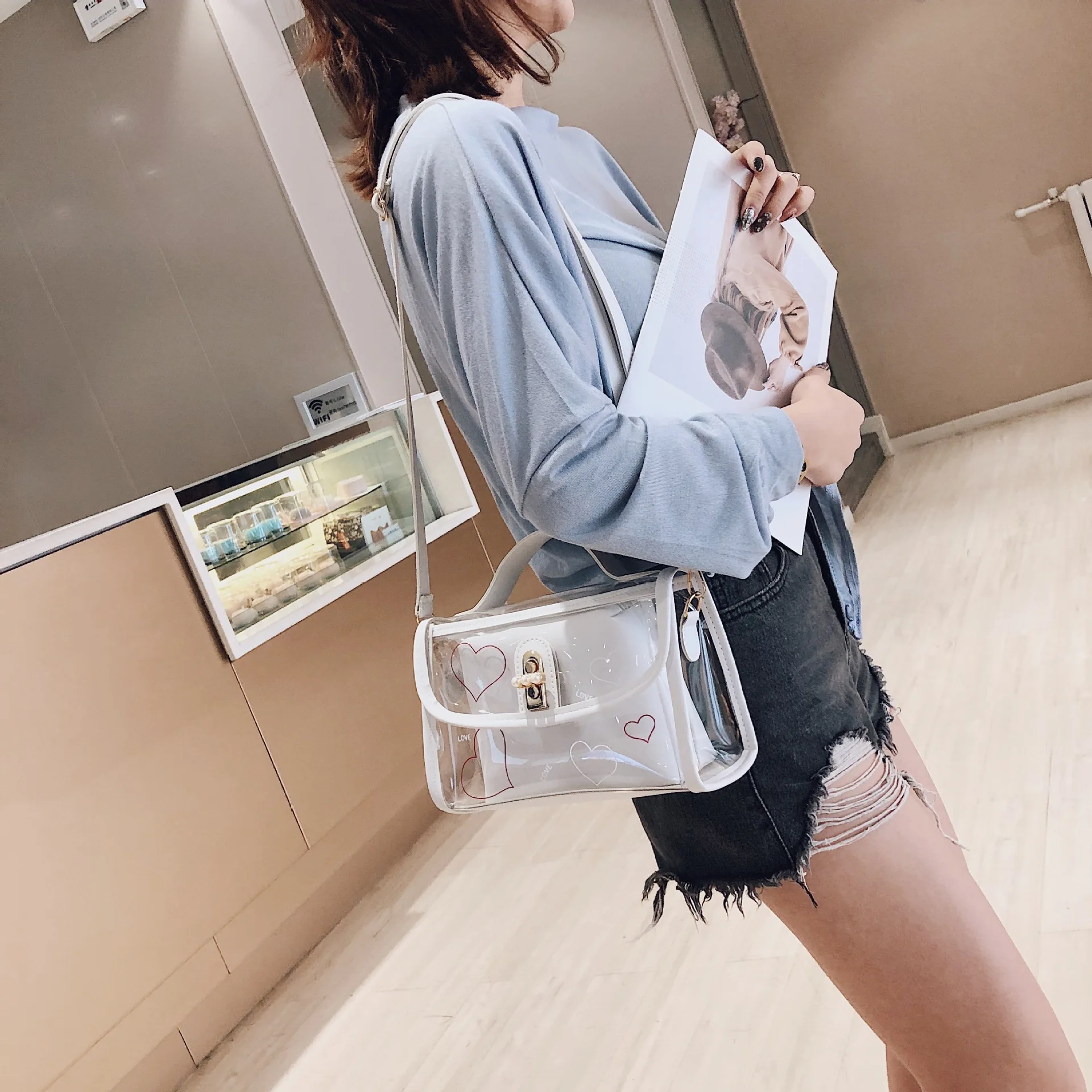 

Transparent oblique Bag 2019 Korean version of the new PVC transparent one-shoulder bag oblique Bag