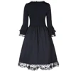 Black Gothic Punk Midi Dress Lace Up High Low Plus Size Women Autumn Long Sleeve Party Vestidos 5XL Vintage Victorian Lace Dress ► Photo 2/5