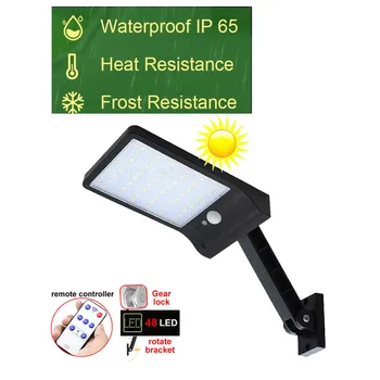 

remote control rotate bracket solar street light 48 LED Solar Powered Wall Light PIR Motion Sensor Outdoor IP65 Waterproor gear