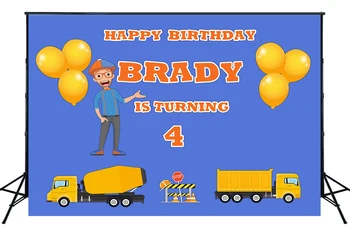 

Happy Birthday Party Photography Filming Booth Backdrop Construction Vehicle Customized Background Photo Studio Props Poster