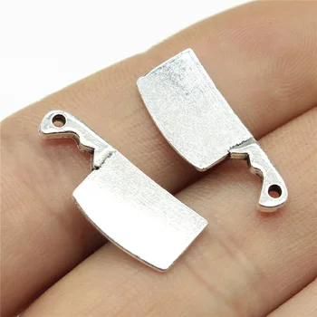 

Wholesale Jewelry Lots Antique Silver Color 23x9mm Kitchen Knife Charms Decoration For Diy 200 Pieces
