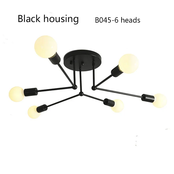 Современный потолочный светильник Фабричный светодиодный потолочный светильник 3000 K-6500 K с лампочкой для ванной комнаты прихожей балкона комнатной комнаты - Цвет корпуса: B045-6heads-black